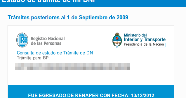 DNI - Documento Nacional de Identidad. Consulta, Tramite